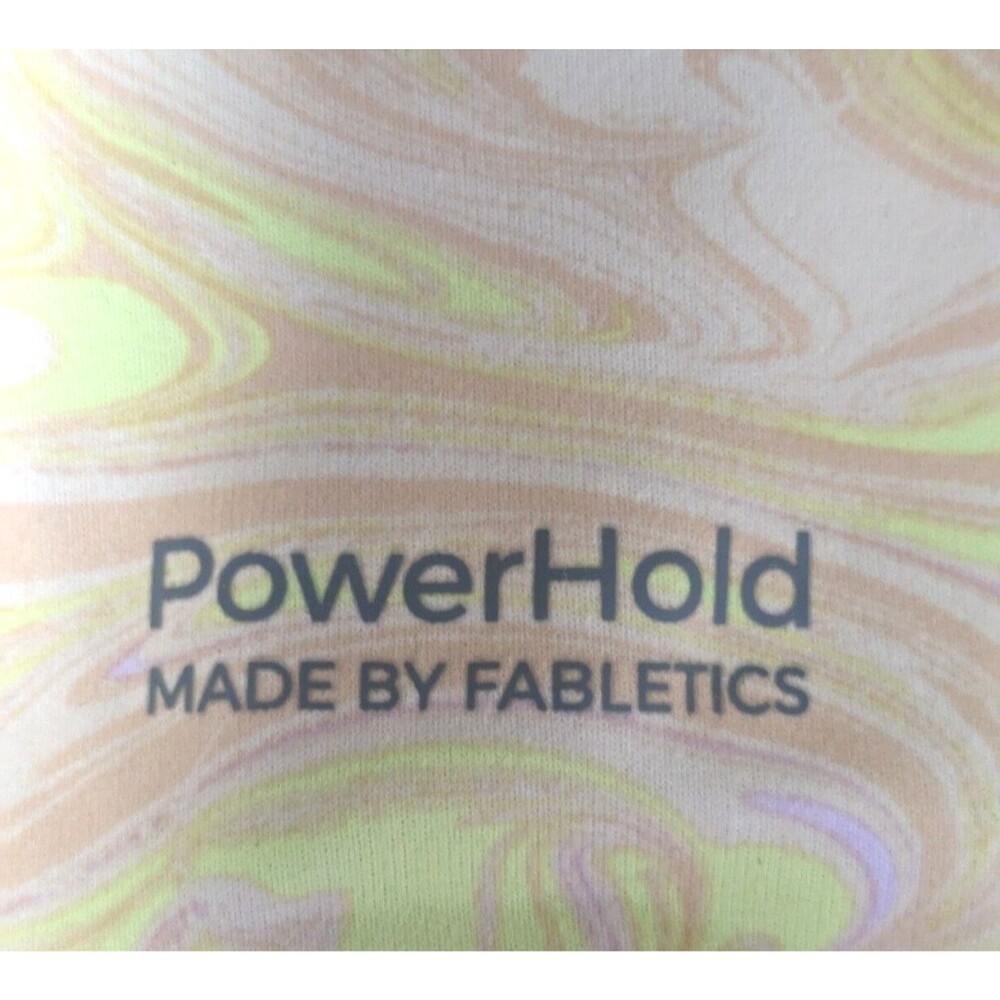 Fabletics Define PowerHold Capri Leggings High Waisted Yellow Pink Marble Large - Picture 7 of 9